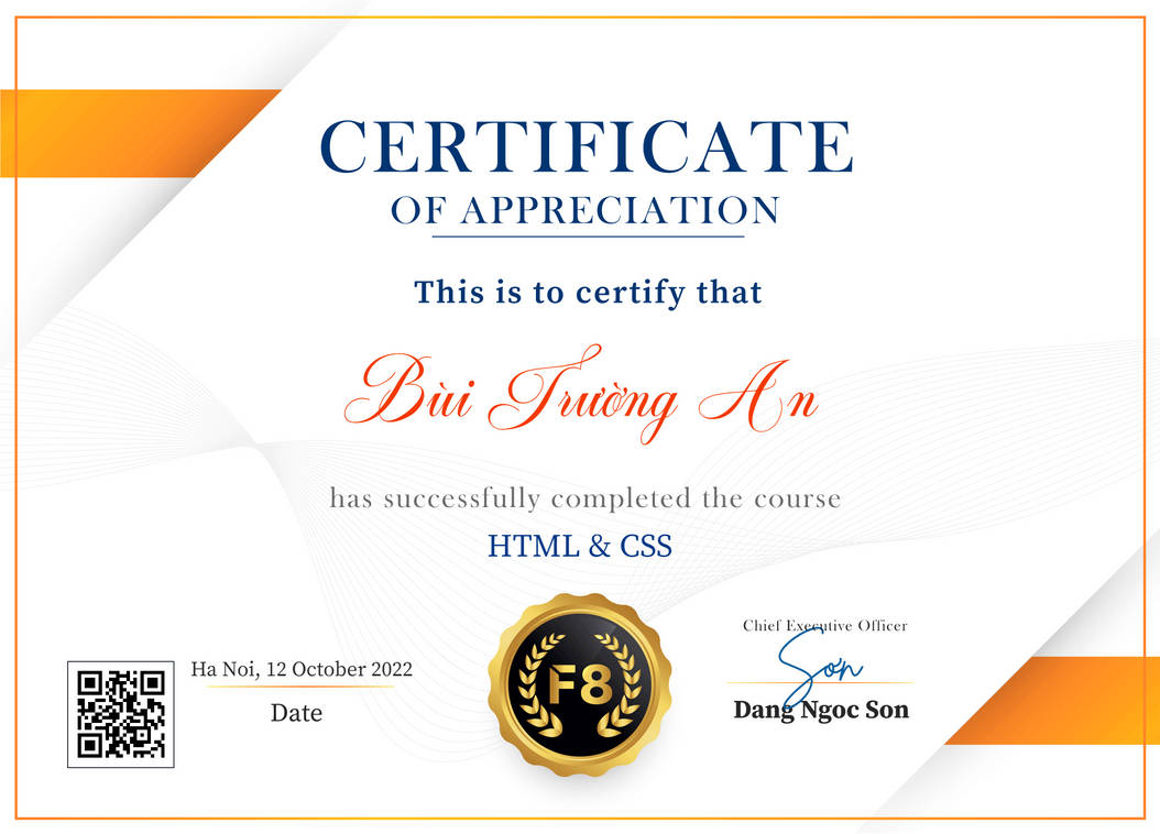 Bi Trng An HTML CSS Certificate by KeystarVn on DeviantArt