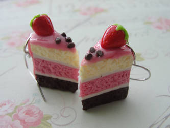 Kawaii Clay Neapolitan Cake Earrings