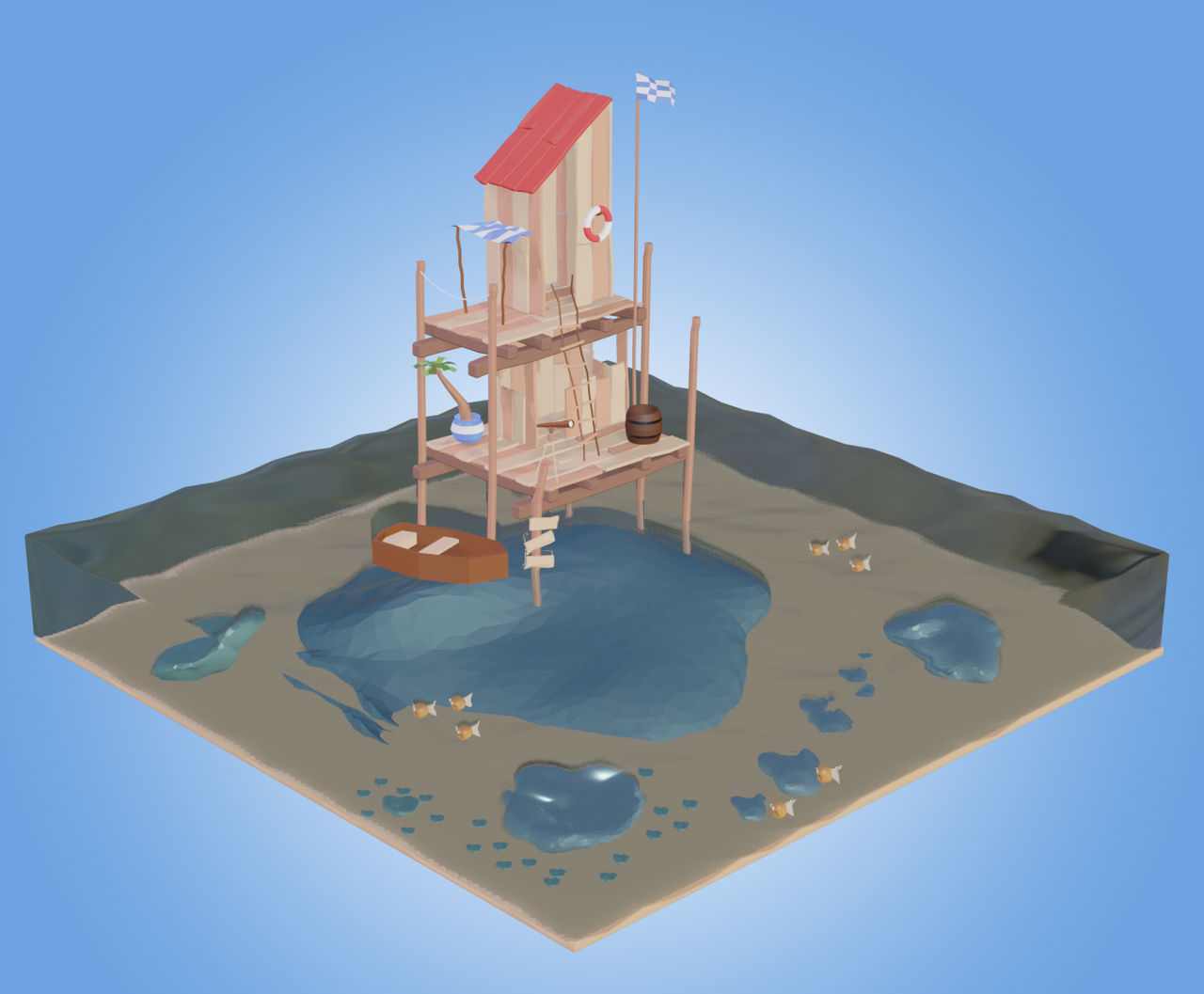 Sea Shack Renders Sea Shack- Blender Low Poly Blender 2.8 by OdraudeZelazong on DeviantArt