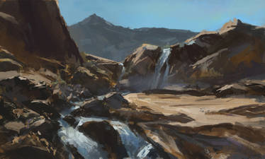 Waterfall and Rocks Sketch