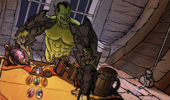 Orc playing in Hearthstone