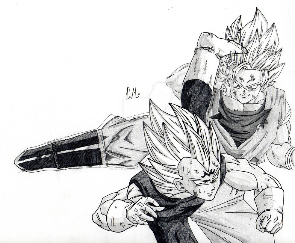 Finish drawing of Goku vs Vegeta Dragon Ball Z ✍🏽 #drawing