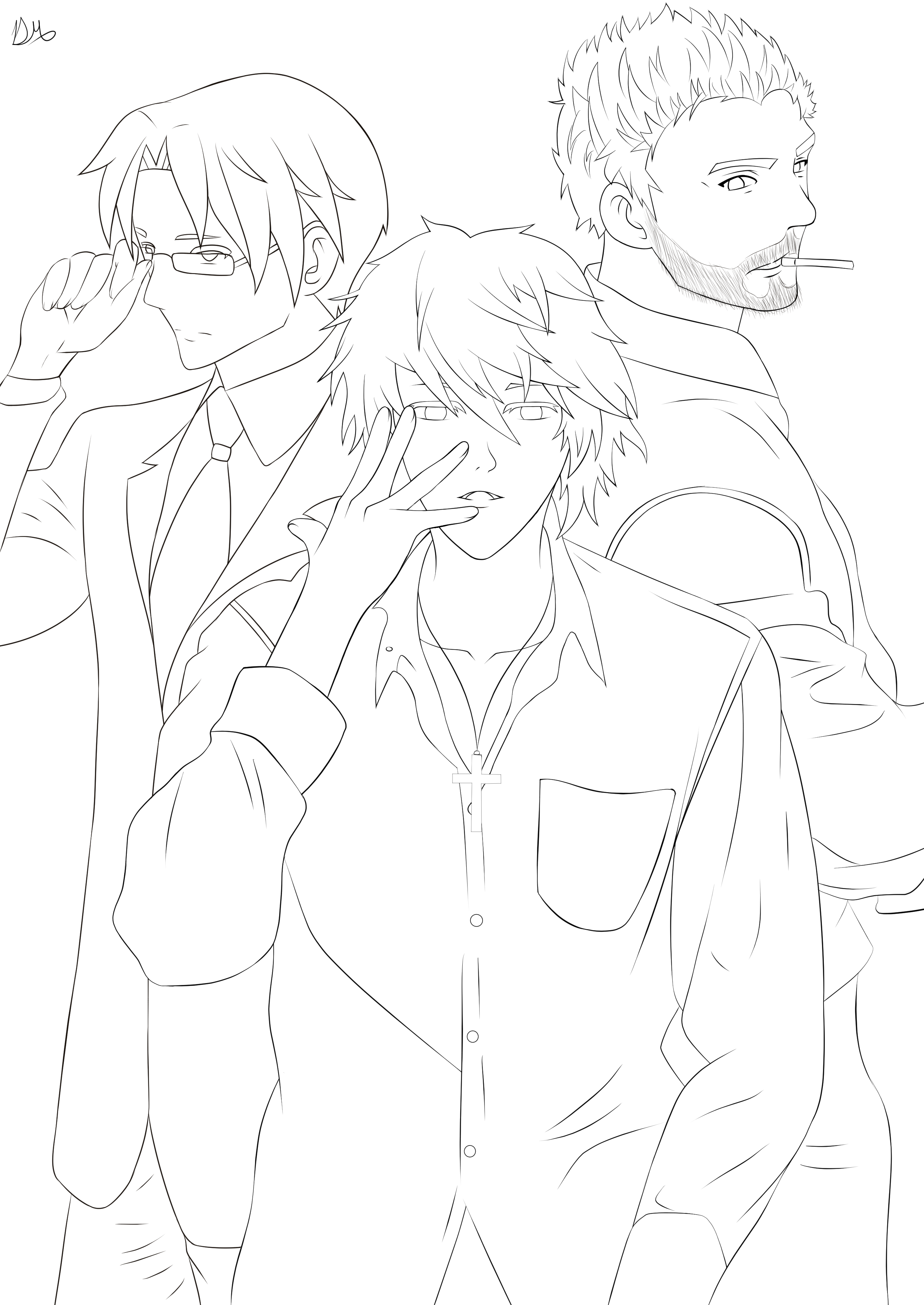 Isaiah, Jonathan, and Elijah Lineart WIP