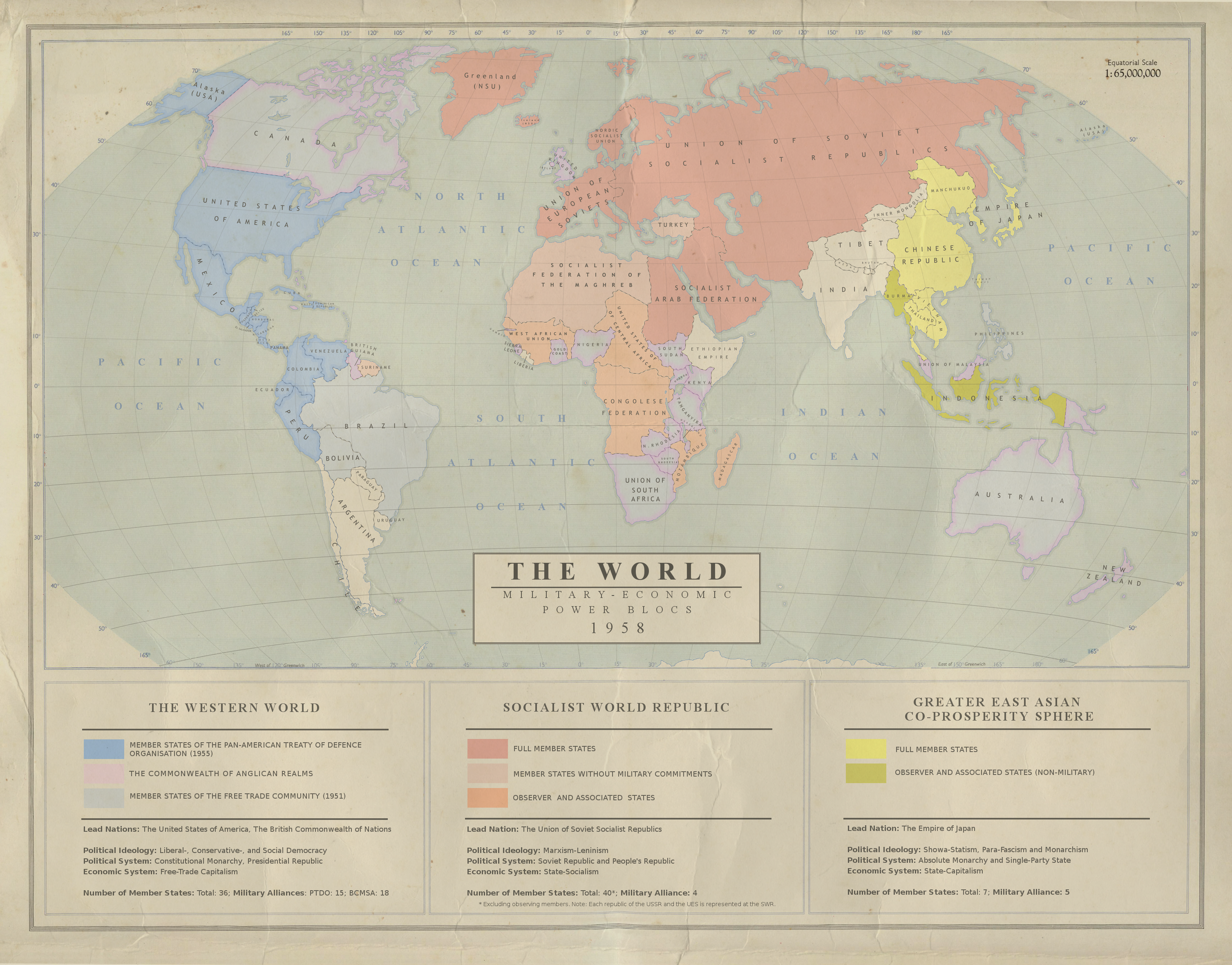 The World in 1958 -  Military-Economic Blocs