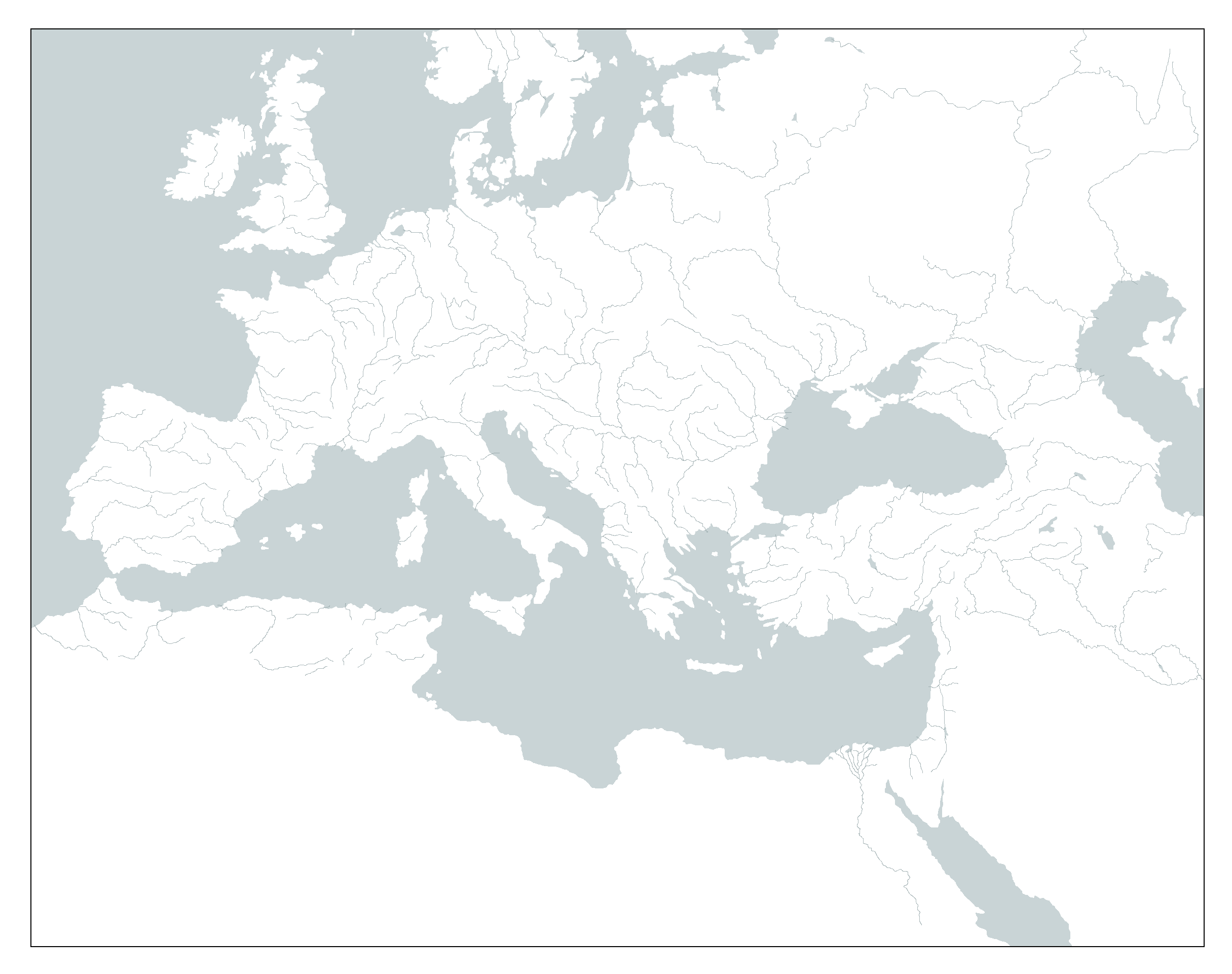 blank europe map with rivers