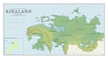 Physical Map of Sjealand