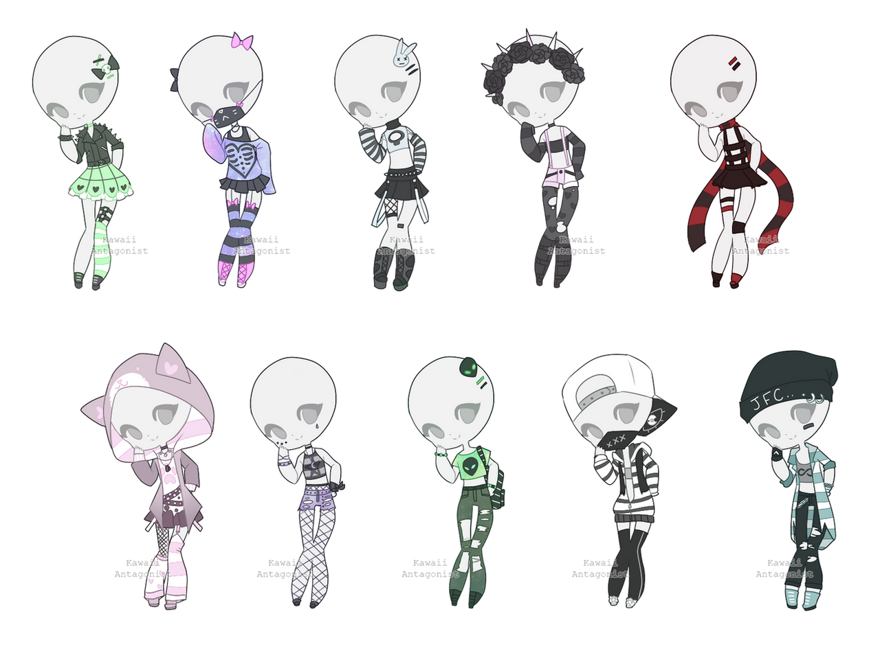Stripey Grunge outfit adopts: CLOSED by Chixerii on DeviantArt
