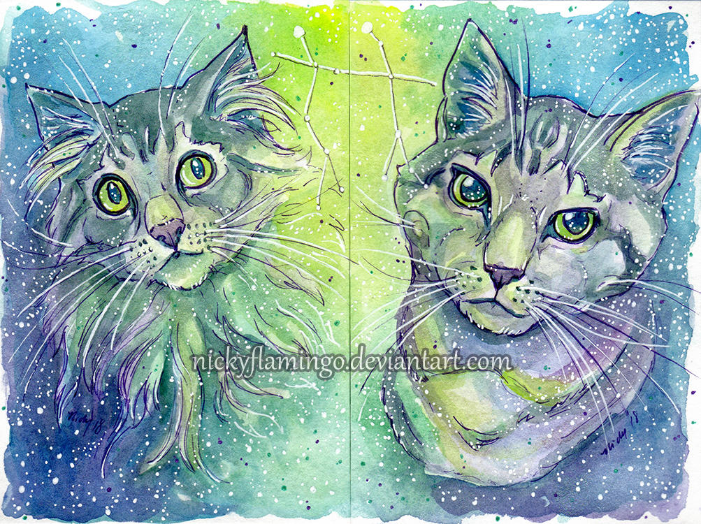 Galaxy Cats Gemini Pollux and Castor by nickyflamingo on DeviantArt