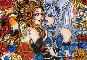 ACEO Valentines Ahri and Karma