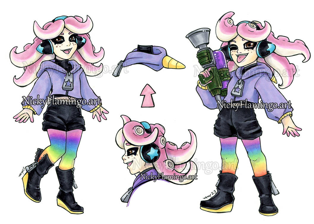 Pink and Rainbow custom Octoling by nickyflamingo on DeviantArt