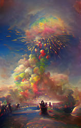 fruit fireworks exploding into glittering paint 58