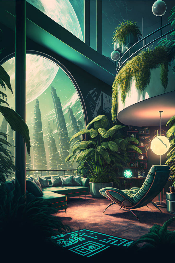 Verdant solarpunk futurism interior design by silentragex on DeviantArt