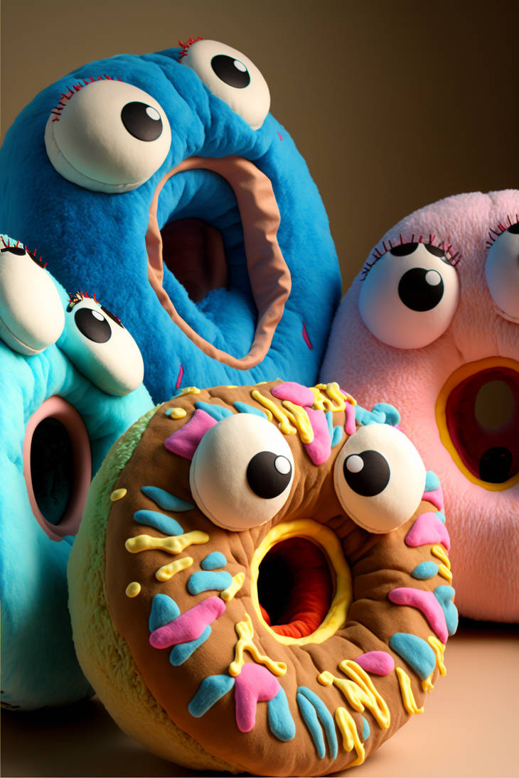 Donut monster plushies by silentragex on DeviantArt