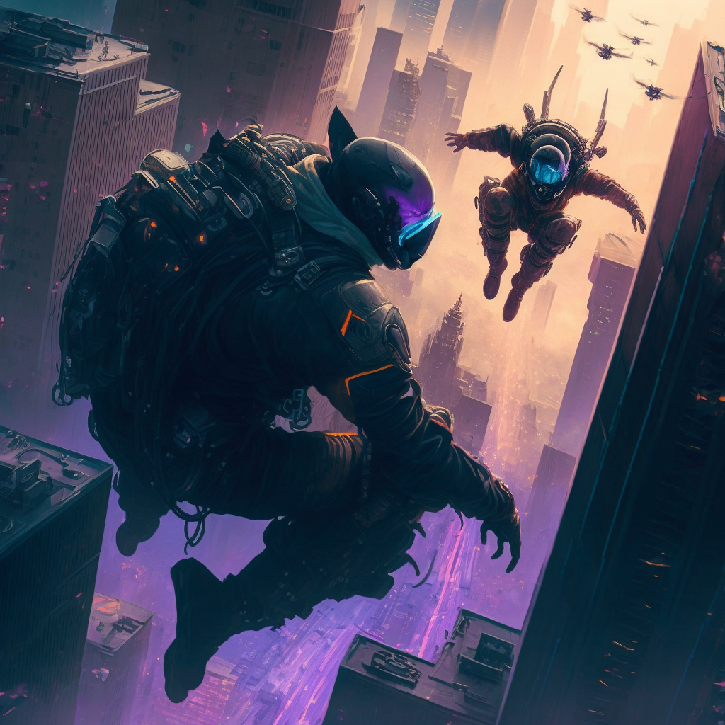B.A.S.E. jumping cyberpunk ninjas by silentragex on DeviantArt