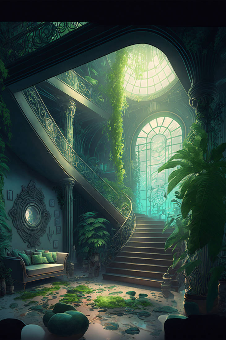 Verdant solarpunk interior by silentragex on DeviantArt