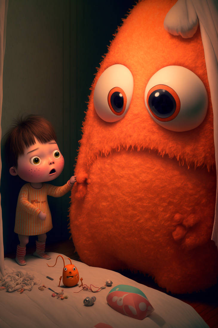 Girl with her plushie monster by silentragex on DeviantArt
