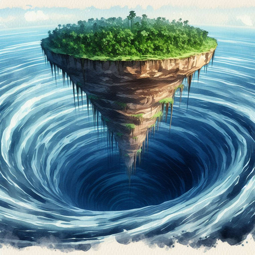 Floating Island Jungle over Sea Whirlpool by silentragex on DeviantArt