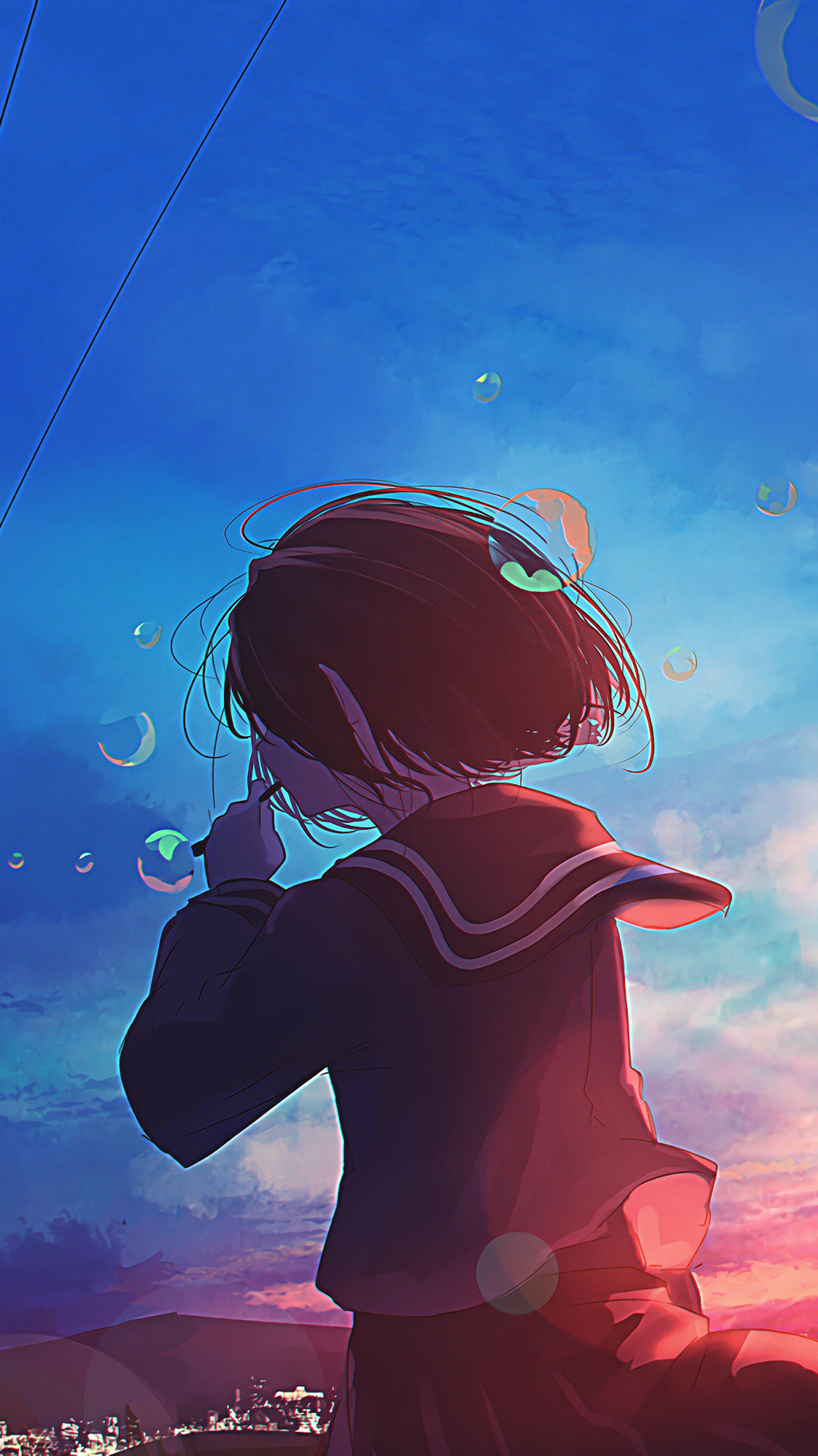 Anime-Scenery-Girl-Sunset-Bubbles-4K-iphone by HaibaraAi2000 on DeviantArt