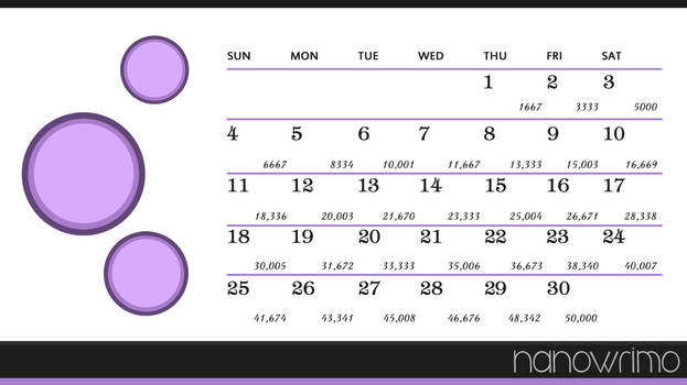 NaNo Calendar 2012: Purple - 50k