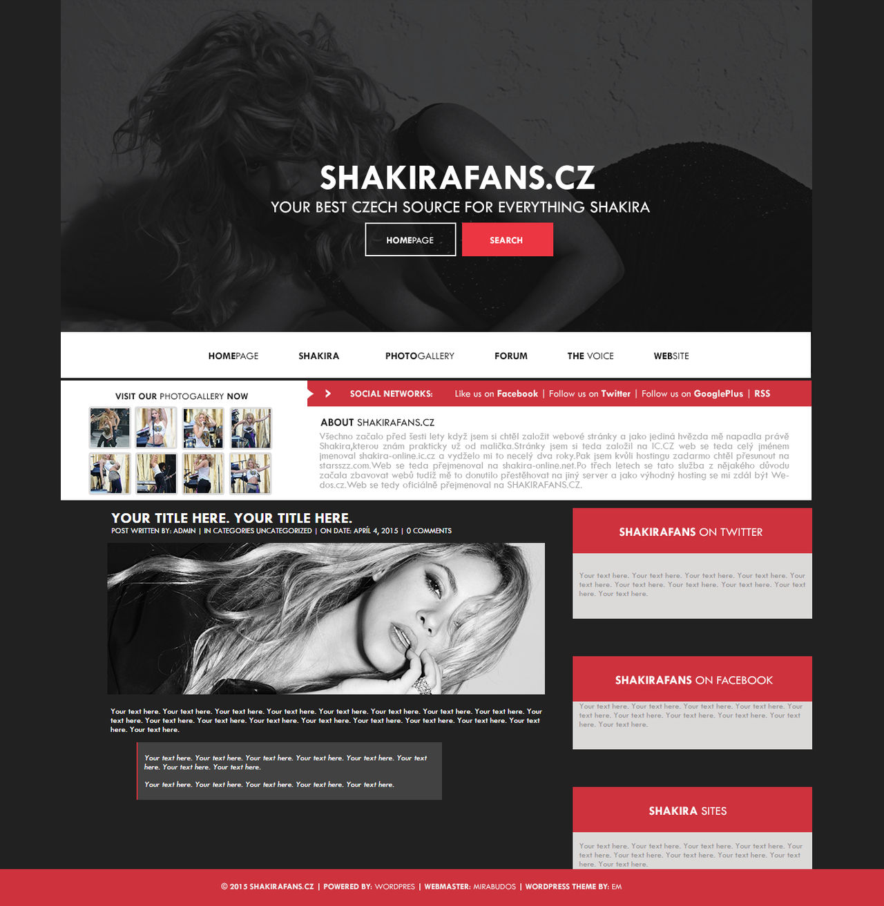 ShakiraFans.cz - Ordered Wordpress Theme