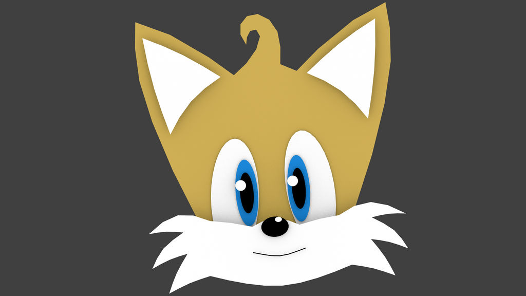 Tails Headshot Tails Head (2D - 3D model) (No Highlight) by RocksTheSquirrel on DeviantArt