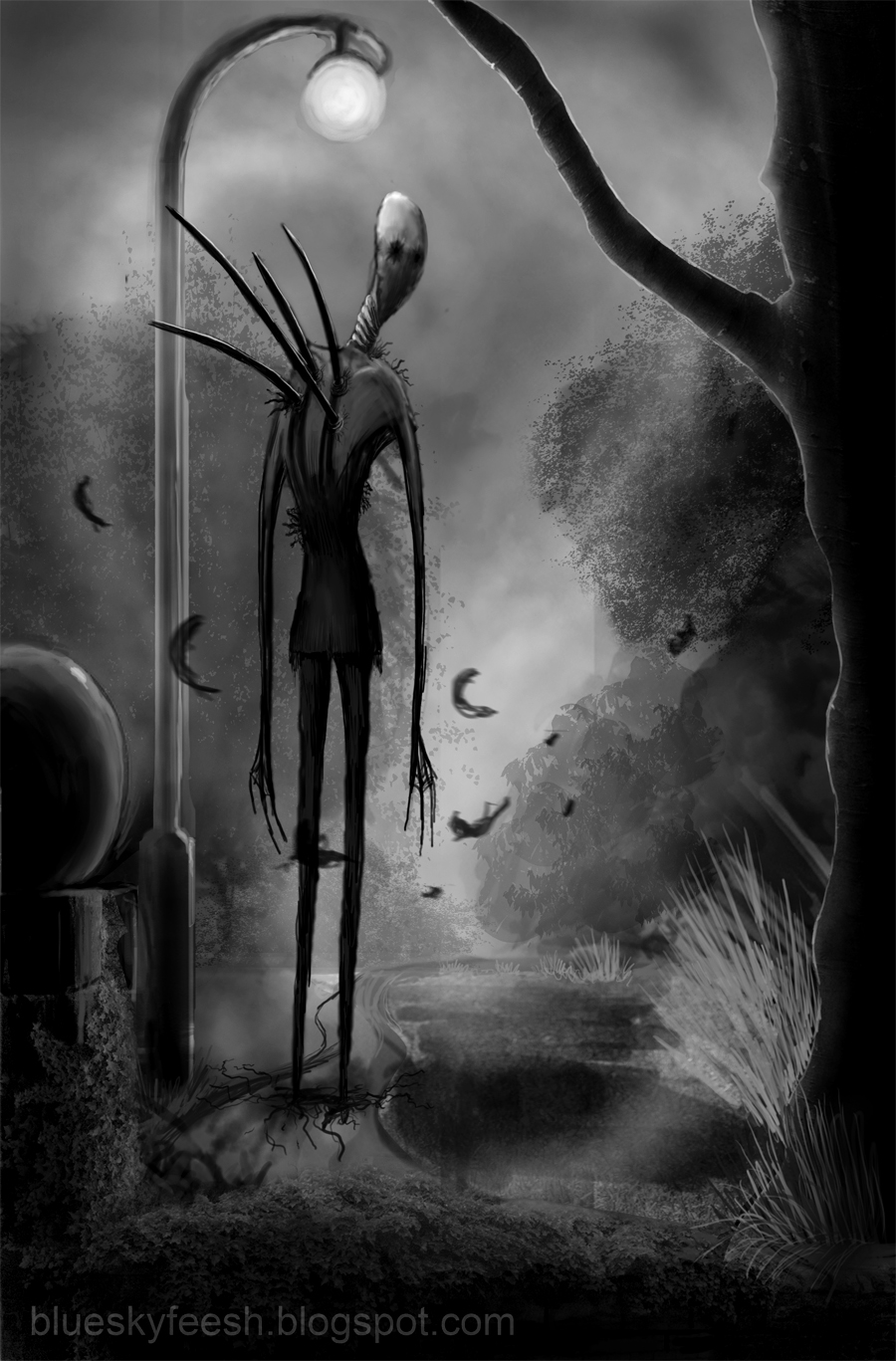 Slenderman Black and white