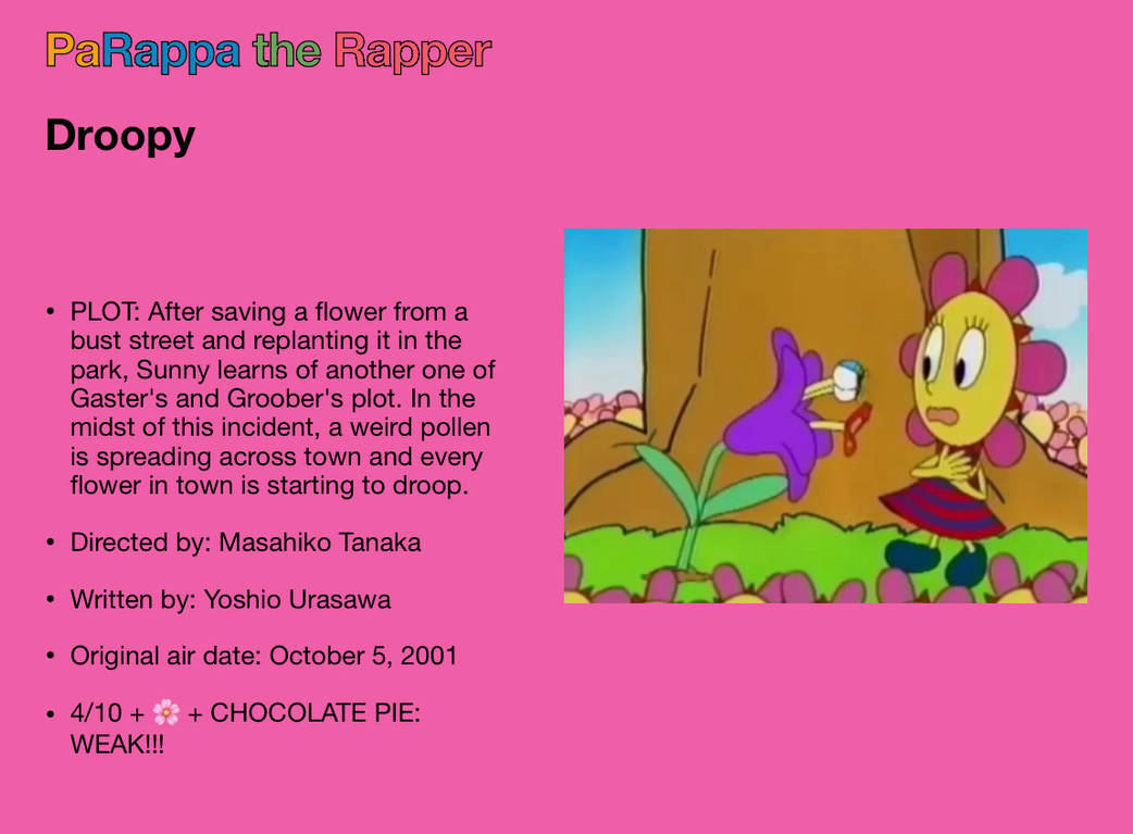 Tls Droopy Rapper REVIEW: PaRappa the Rapper Episode 18- Droopy by jbsnider on DeviantArt