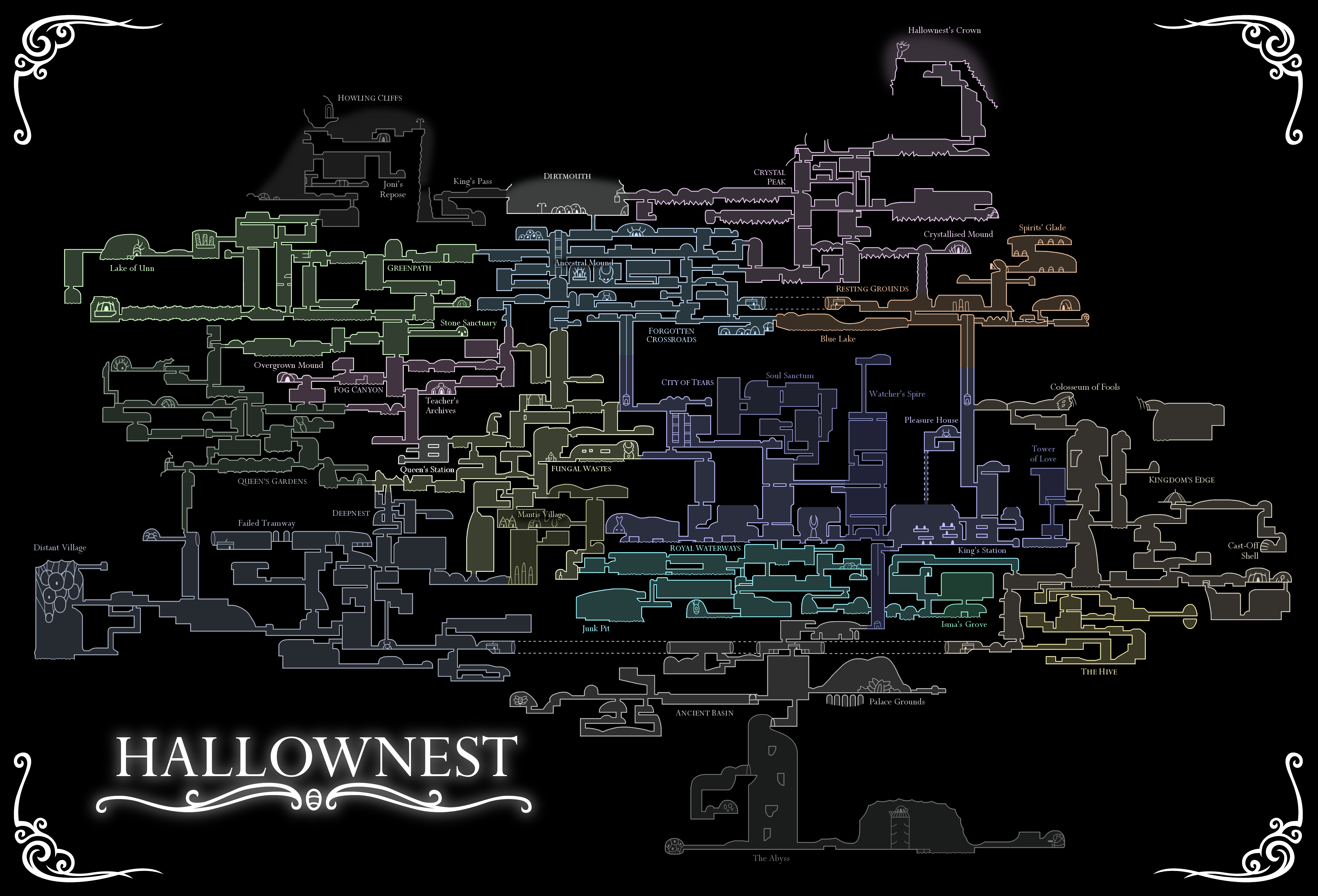 Город холов. Карта Холлоу кнайт. Hollow Knight карта. Карта Халлоунеста Hollow Knight. Полная карта Hollow Knight.