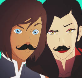Korrasami selfie + Mustaches edited by StaroSeren