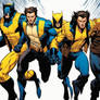 A group of 5 different Wolverines (of the x-men) r