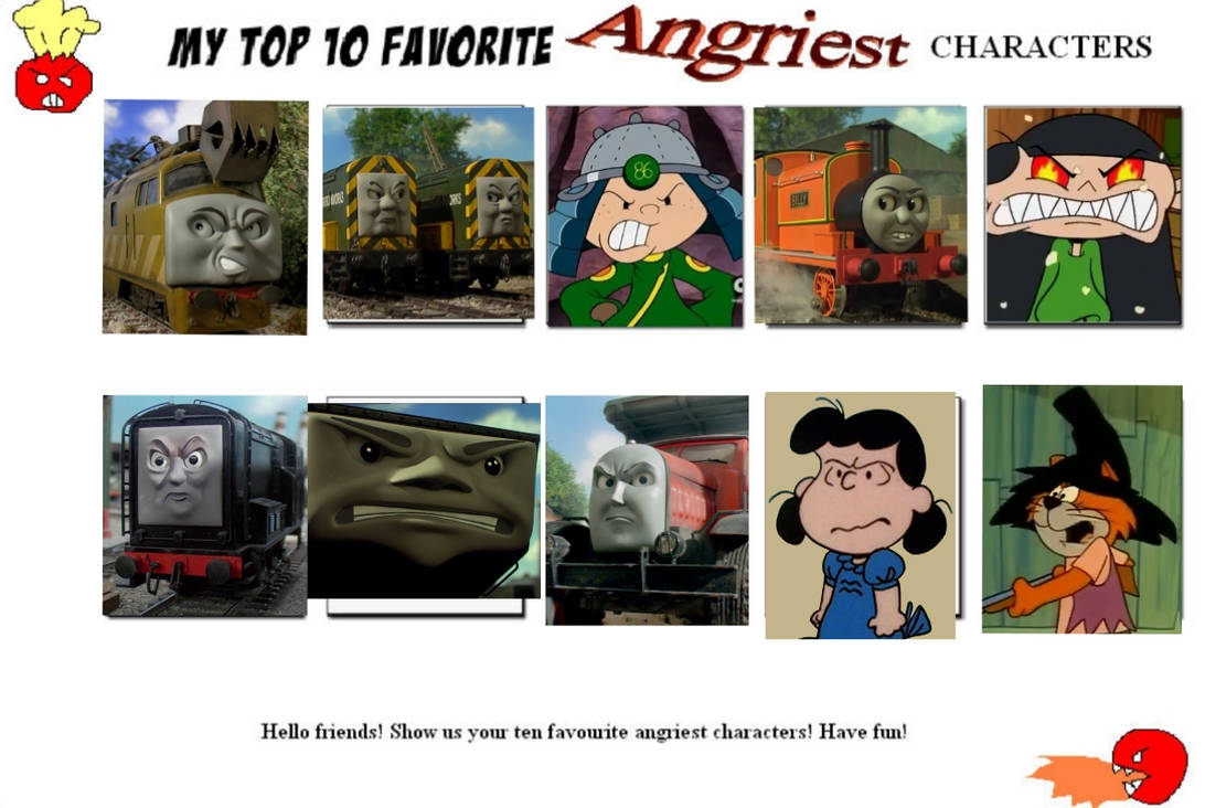 My top 10 favourite angry characters by tuareaja on DeviantArt