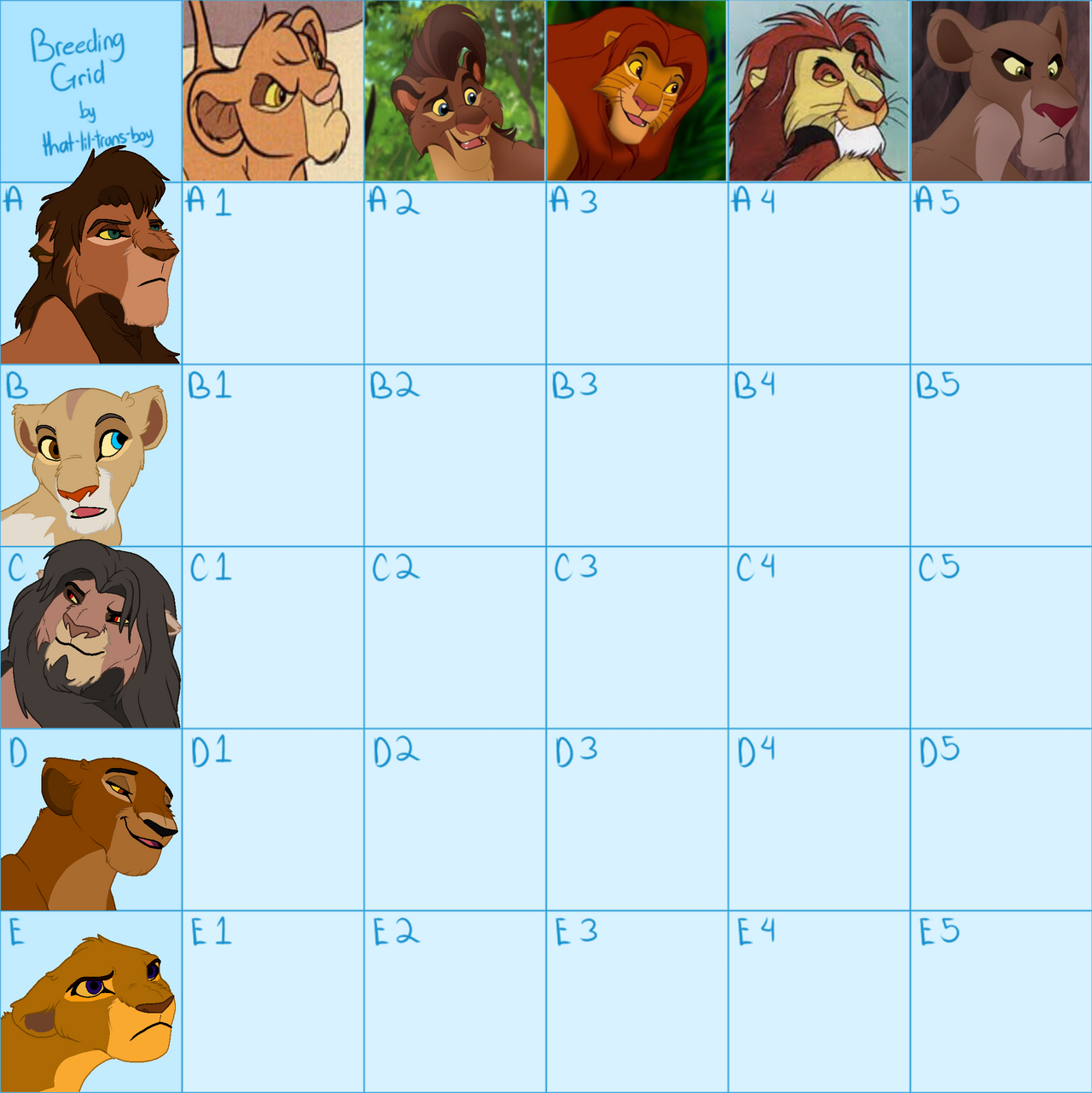 Random OC x TLK Grid by LyonesAdoptionAgency on DeviantArt
