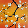 Cherry Blossoms Over An Orange Sky painting