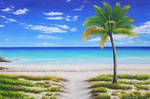 Tranquil Palm Beach Oil on Canvas Jessica Hamilton by JessicaTHamilton