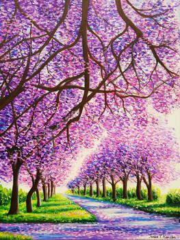 Jacaranda Road, 16x12, Acrylic, Jessica Hamilton