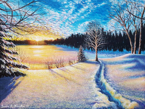 Winter's Glow, 16x12, Acrylic on Canvas