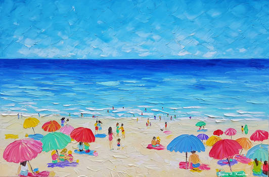Day at the Beach, Oil on Canvas, Jessica Hamilton