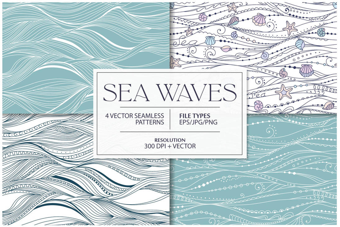 SEA WAVES seamless patterns. Set 1 by nenusofun on DeviantArt