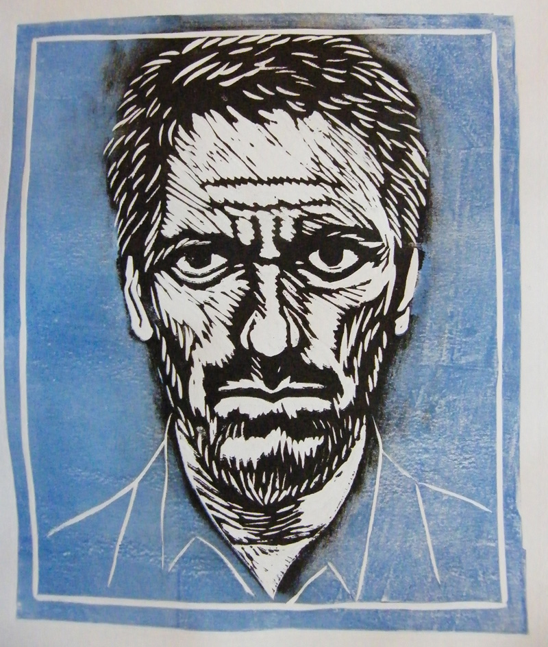 Dr House linocut