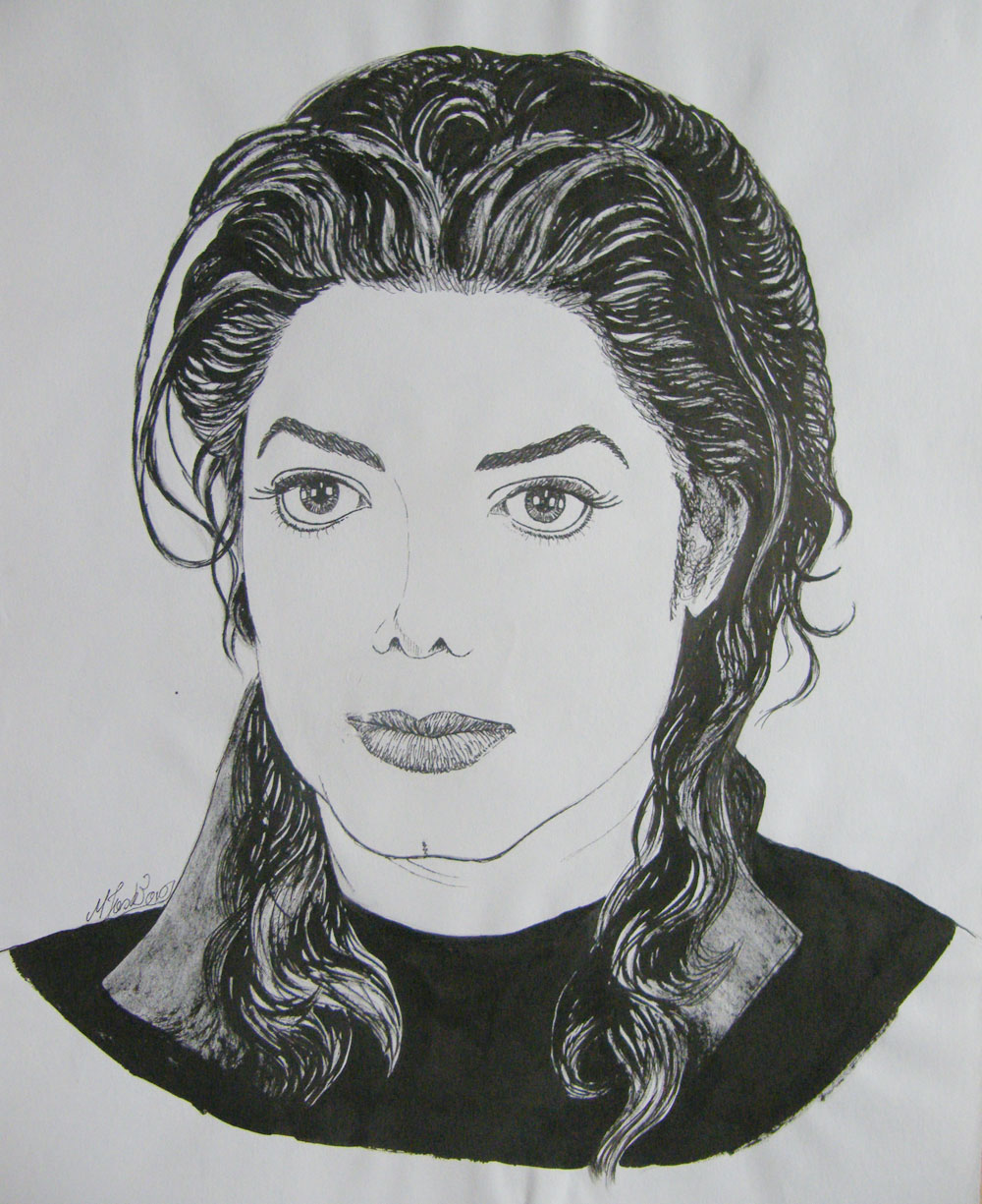 Michael Jackson portrait - ink drawing