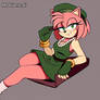 Amy rose in 60's green dress