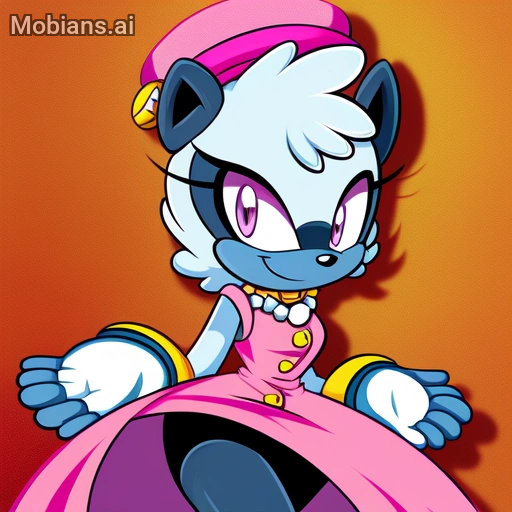 Tangle the lemur in 60's dress pink