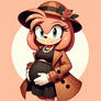 Amy rose in dress black and coat brown