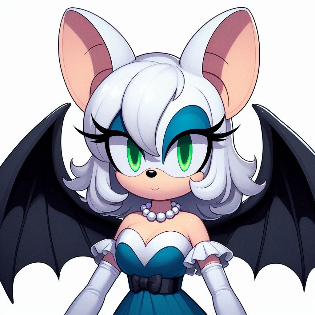 Rouge the Bat in dress blue and white