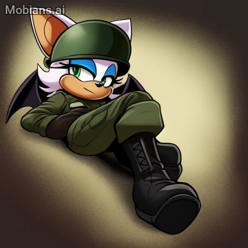 rouge the bat dressed as a military