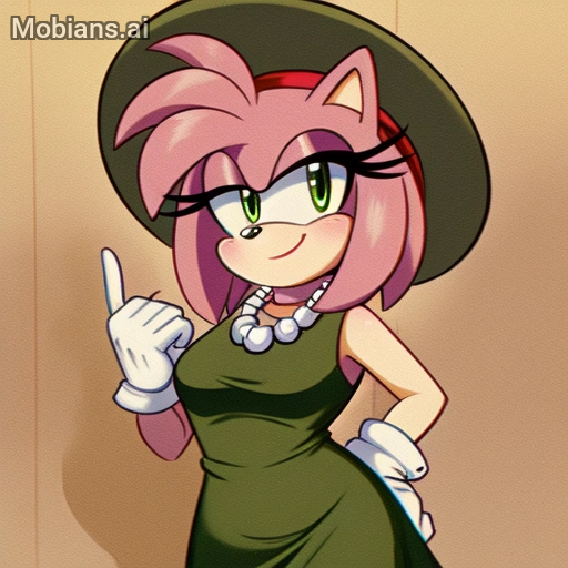 Amy rose in green dress in 60's