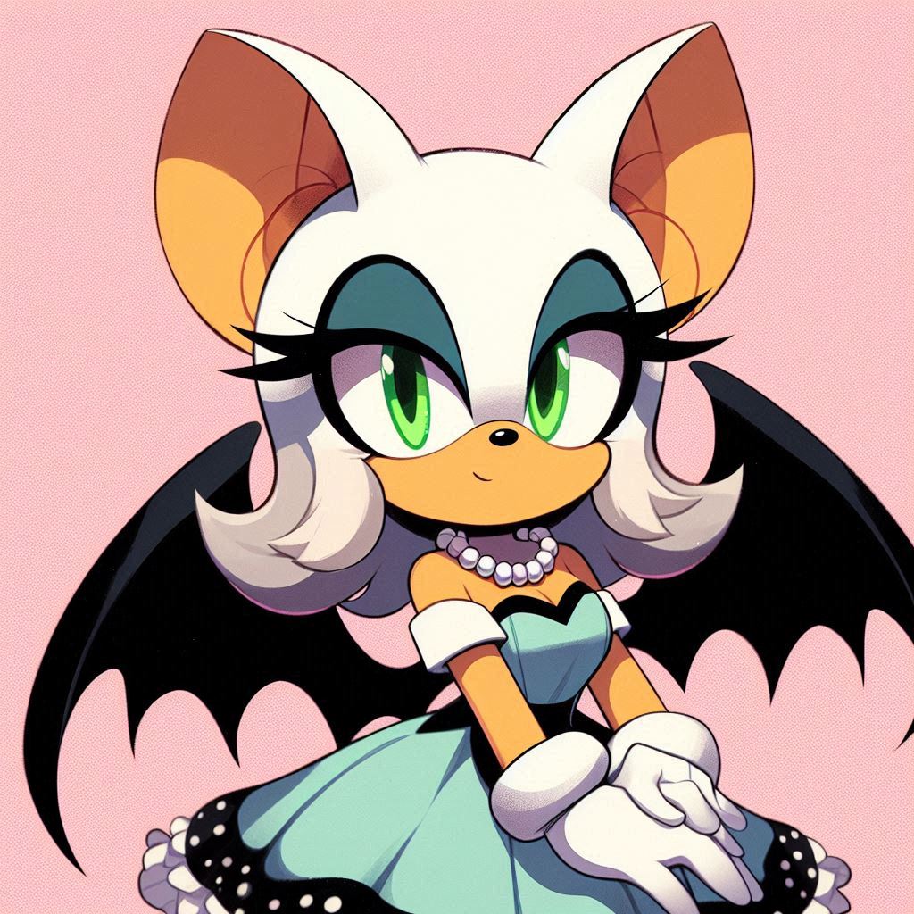 Rouge the bat in blue dress