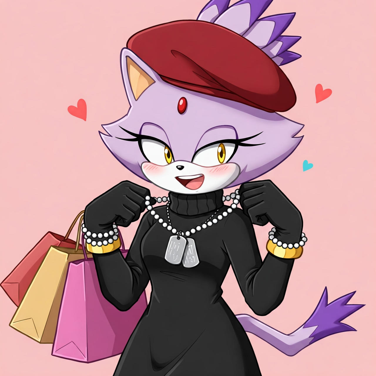 Blaze the cat in black dress