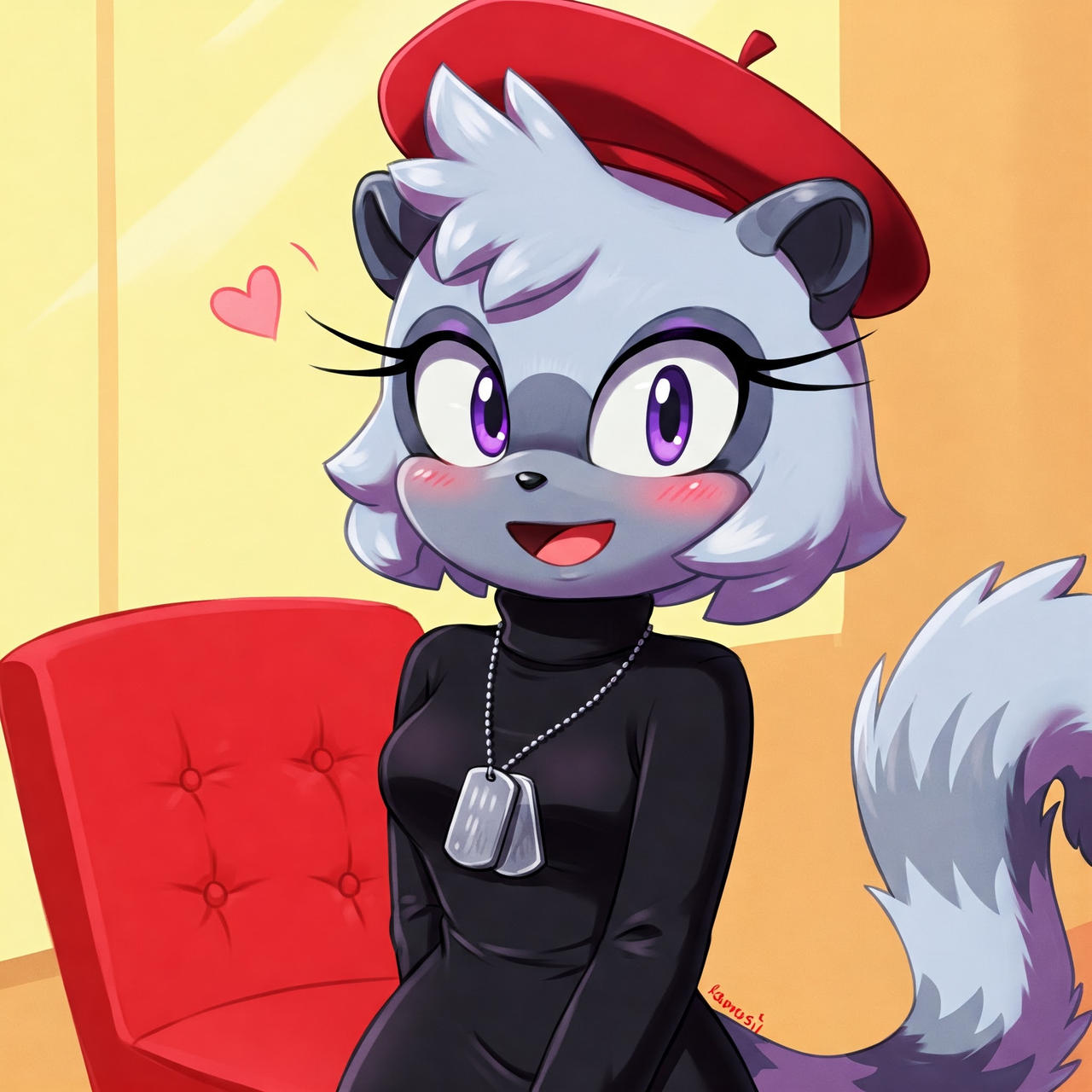 Tangle the lemur in black dress