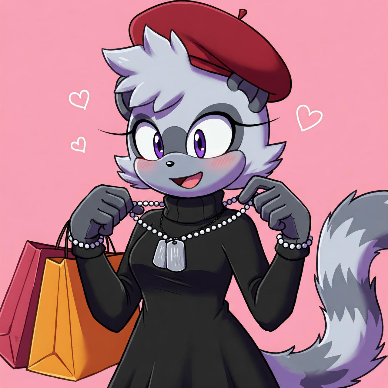 Tangle the lemur in black dress
